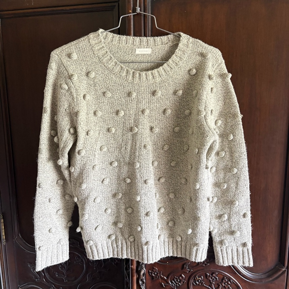 All Row Oatmeal Knit Bubble Crew Neck Sweater size Medium